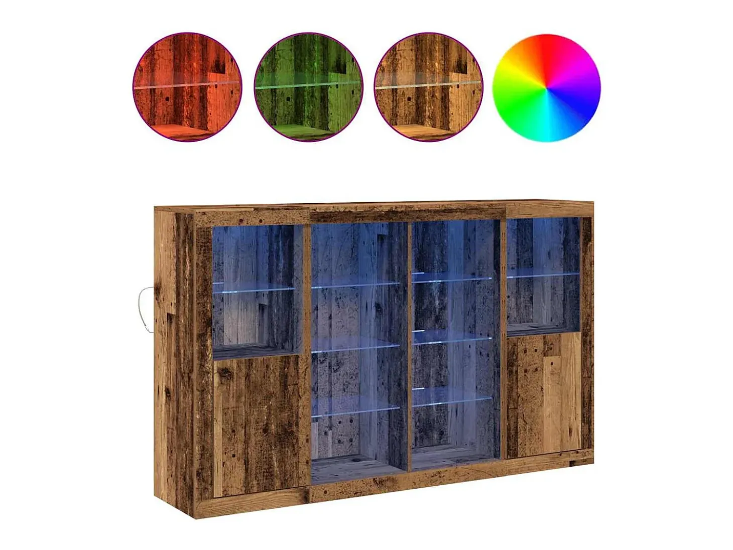 Aparador con luces LED Madera Vieja 163x37x100 cm Madera de Ingeniería