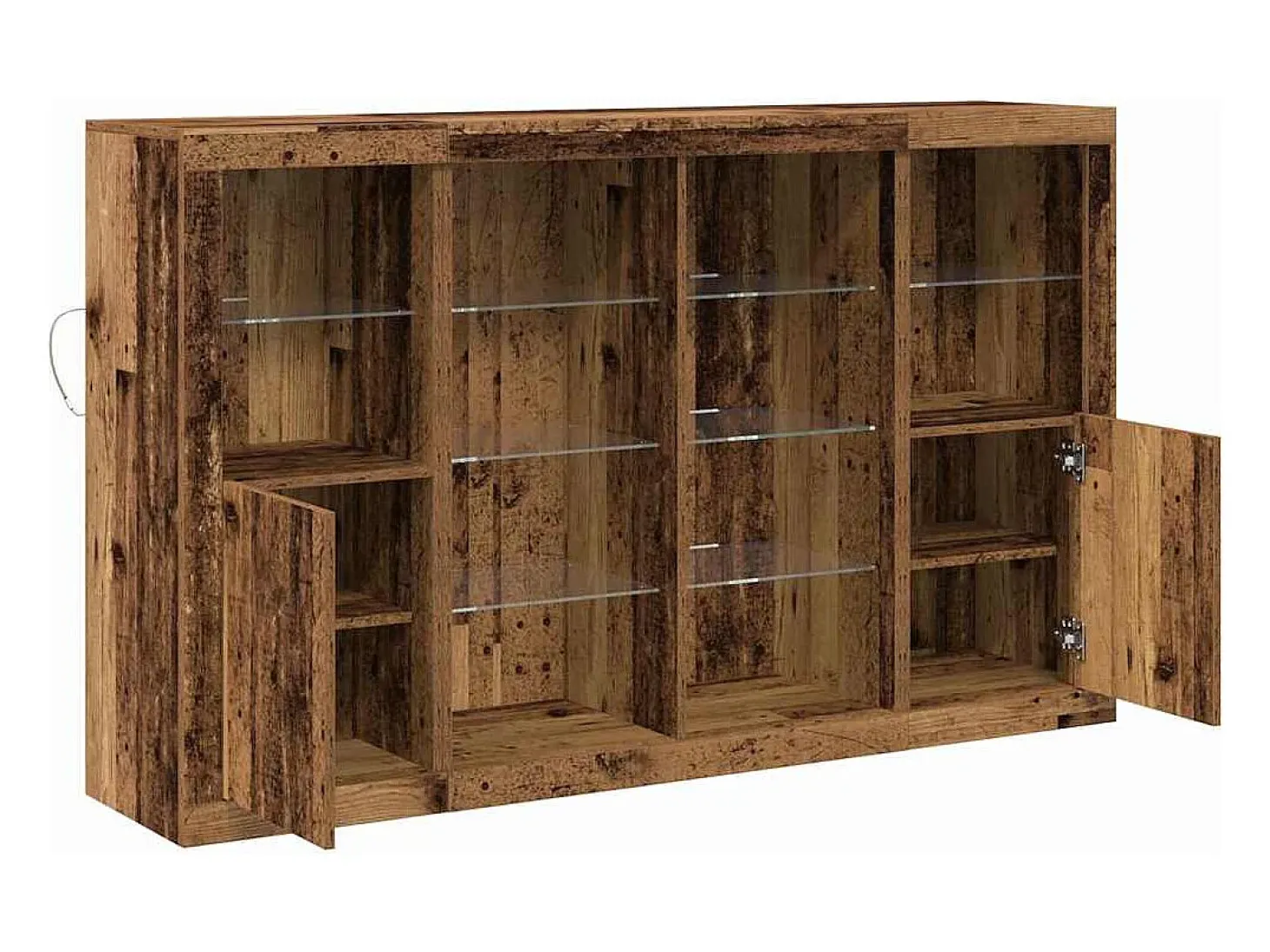 Aparador con luces LED Madera Vieja 163x37x100 cm Madera de Ingeniería