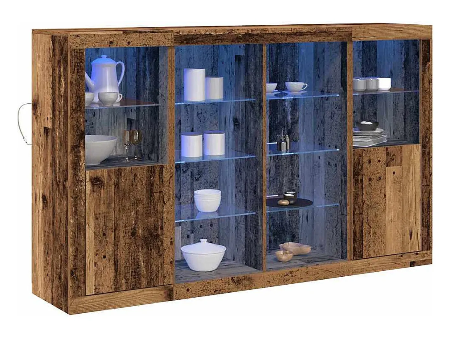 Aparador con luces LED Madera Vieja 163x37x100 cm Madera de Ingeniería