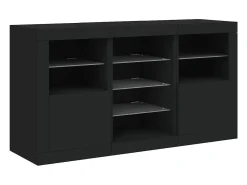 Aparador con luces LED negras 123x37x67 cm