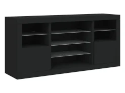 Aparador con luces LED negro 142,5x37x67 cm ES418264