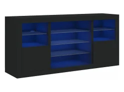 Aparador con luces LED negro 142,5x37x67 cm ES418264
