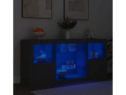 Aparador con luces LED negro 142,5x37x67 cm ES418264