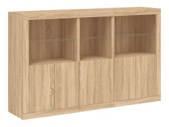 Aparador con luces LED roble Sonoma 162x37x100 cm