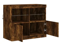 Aparador con luces LED roble ahumado 81x37x67 cm