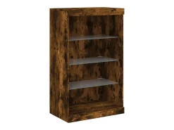 Aparador con luces LED roble ahumado 60,5x37x100 cm ES473550
