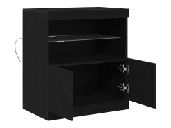 Aparador con luces LED Roble negro 60x37x67 cm