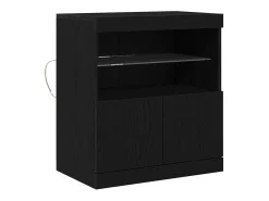 Aparador con luces LED Roble negro 60x37x67 cm