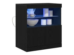 Aparador con luces LED Roble negro 60x37x67 cm