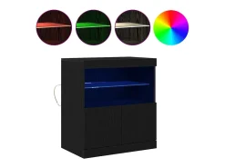 Aparador con luces LED Roble negro 60x37x67 cm