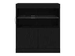 Aparador con luces LED Roble negro 60x37x67 cm