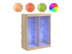 Aparador con luces LED roble Sonoma 81x37x100 cm ES136455