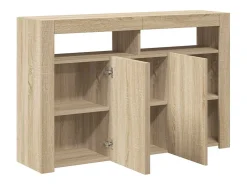Aparador con luces LED roble Sonoma 115,5x30x75 cm