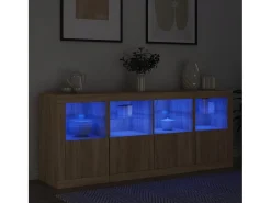 Aparador con luces LED roble Sonoma 163x37x67 cm ES103483