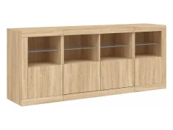 Aparador con luces LED roble Sonoma 163x37x67 cm ES103483