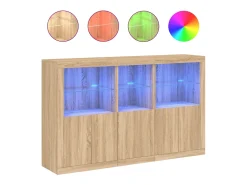 Aparador con luces LED roble Sonoma 162x37x100 cm