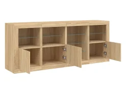 Aparador con luces LED roble Sonoma 164x37x67 cm
