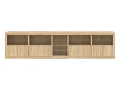 Aparador con luces LED roble Sonoma 283x37x67 cm