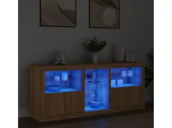 Aparador con luces LED roble Sonoma 162x37x67 cm ES874626