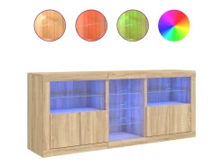 Aparador con luces LED roble Sonoma 162x37x67 cm ES874626