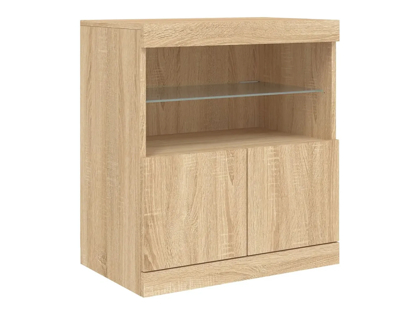 Aparador con luces LED roble Sonoma 142,5x37x67 cm