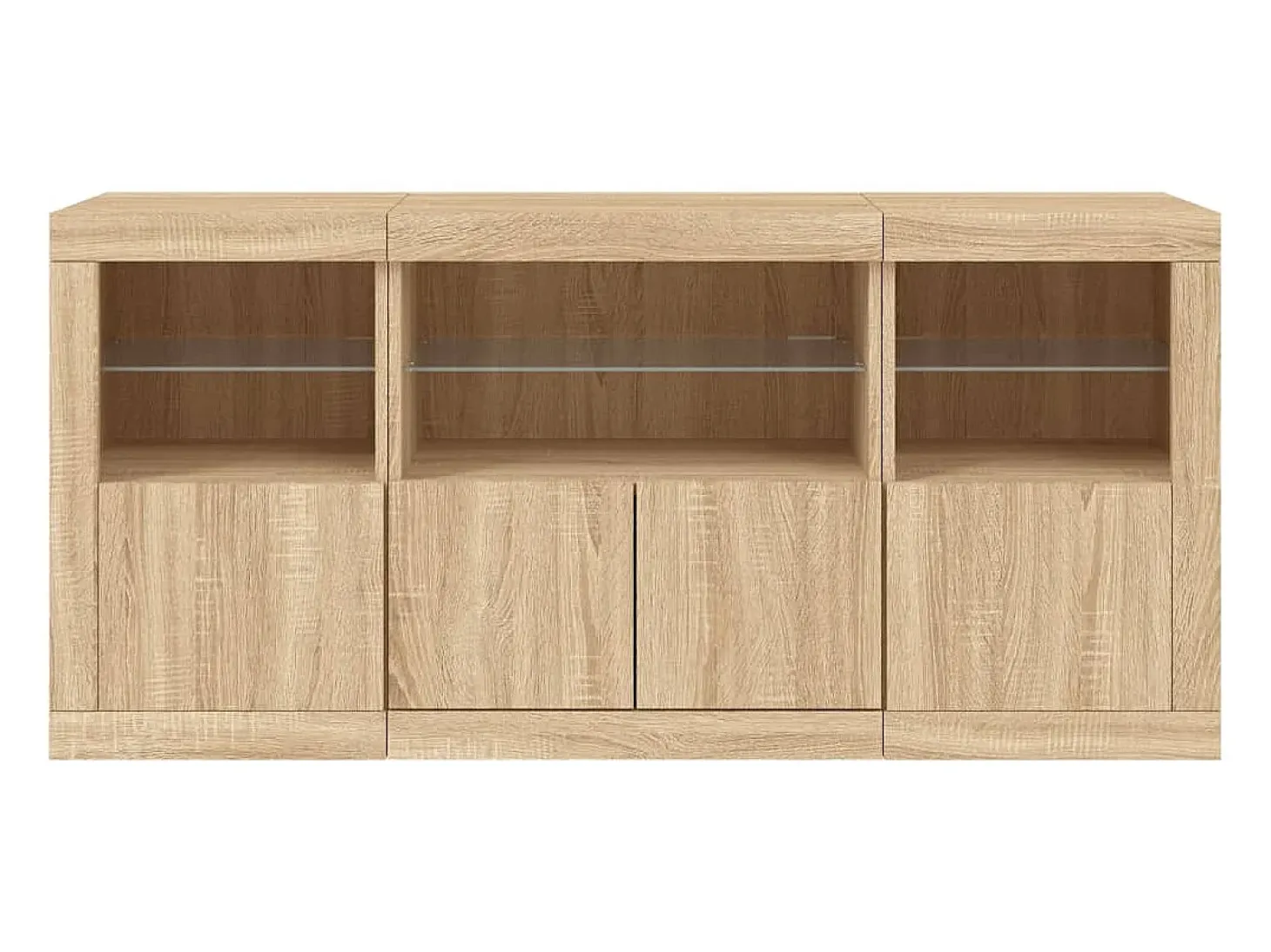 Aparador con luces LED roble Sonoma 142,5x37x67 cm