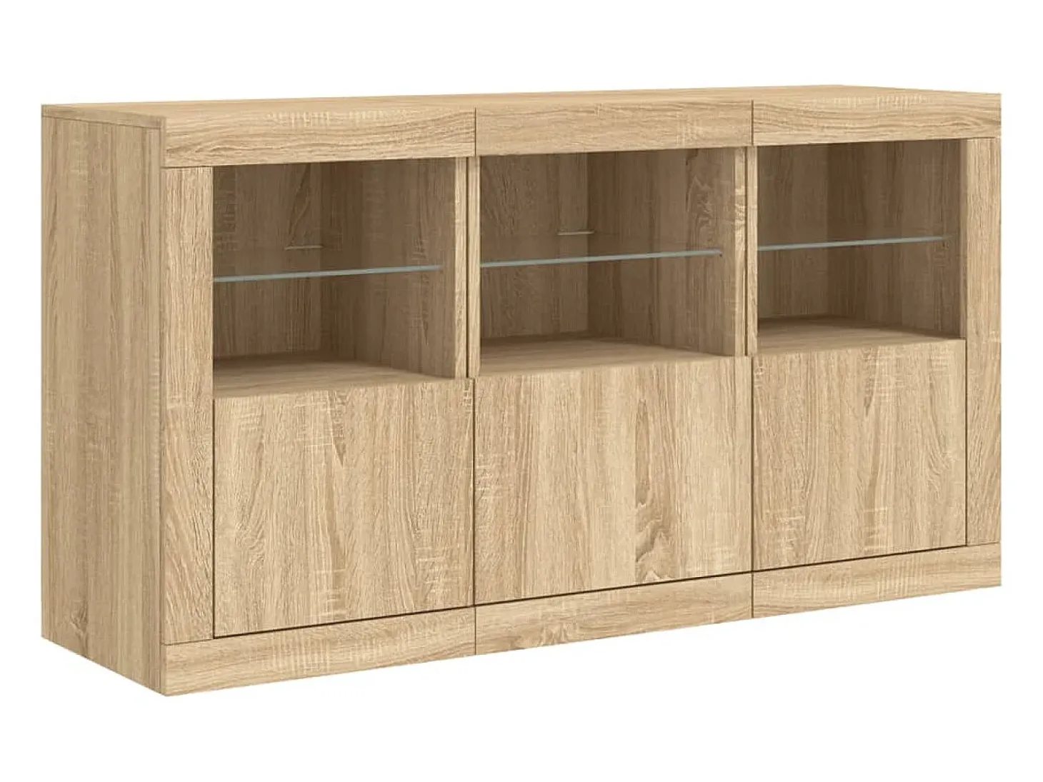 Aparador con luces LED roble Sonoma 123x37x67 cm ES315384