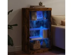 Aparador con luces LED roble ahumado 60,5x37x100 cm