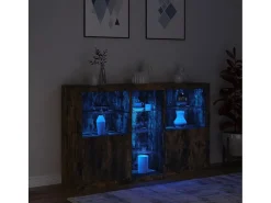 Aparador con luces LED roble ahumado 162x37x100 cm