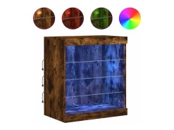 Aparador con luces LED roble ahumado 60,5x37x67 cm ES408923