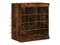 Aparador con luces LED roble ahumado 60,5x37x67 cm ES408923