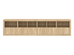 Aparador con luces LED roble Sonoma 283x37x67 cm