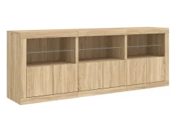 Aparador con luces LED roble Sonoma 181,5x37x67 cm