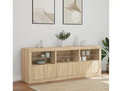 Aparador con luces LED roble Sonoma 181,5x37x67 cm