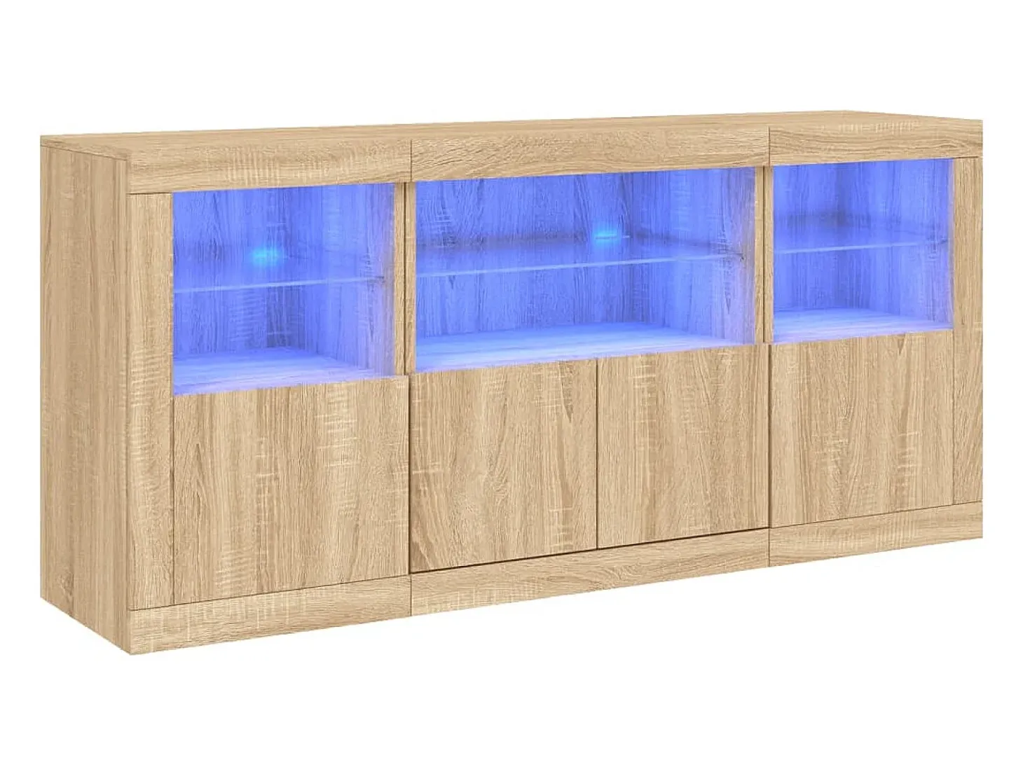 Aparador con luces LED roble Sonoma 142,5x37x67 cm ES662907