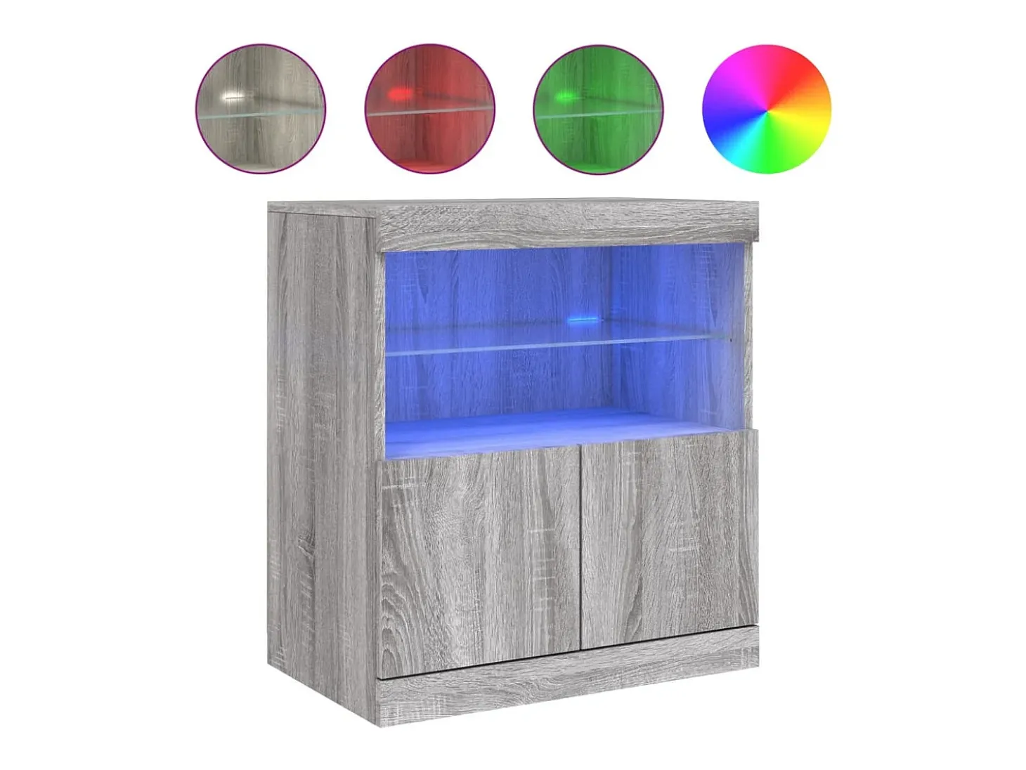 Aparador con luces LED Sonoma gris 60x37x67 cm