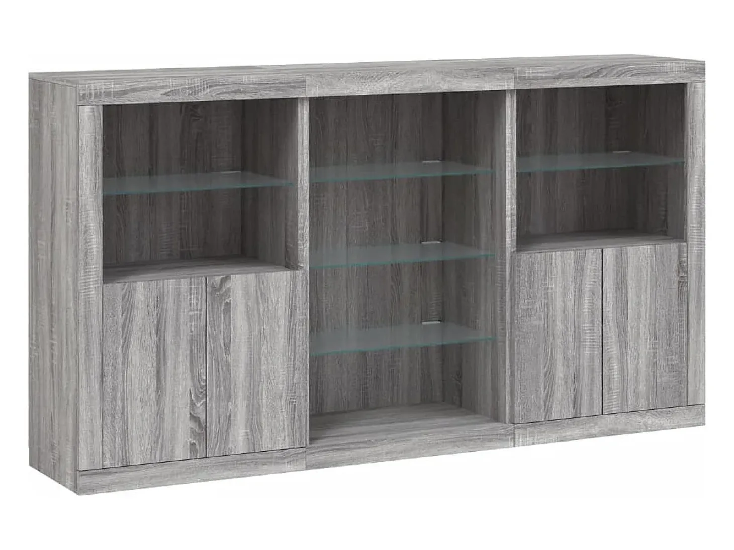 Aparador con luces LED Sonoma gris 181,5x37x100 cm