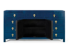 Aparador con multiples puertas y cajones azul