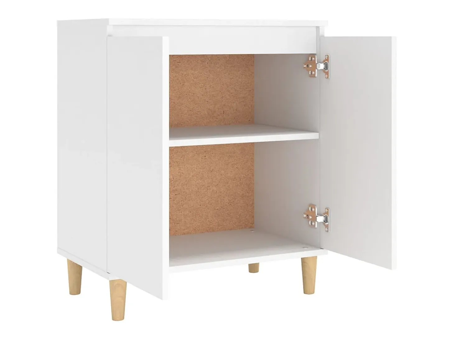 Aparador con patas de madera maciza en madera de ingeniería blanca