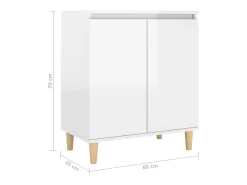 Aparador con patas de madera de ingeniería blanca brillante