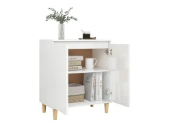 Aparador con patas de madera de ingeniería blanca brillante