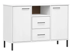 Aparador con patas de metal Blanco 113x40x77 cm Madera maciza OSLO