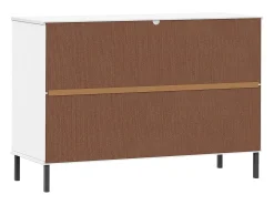 Aparador con patas de metal Blanco 113x40x77 cm Madera maciza OSLO