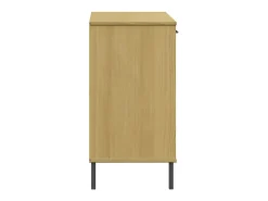 Aparador con patas de metal Marrón 113x40x77 cm Madera maciza OSLO