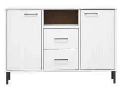 Aparador con patas metal OSLO madera maciza blanco 113x40x77 cm
