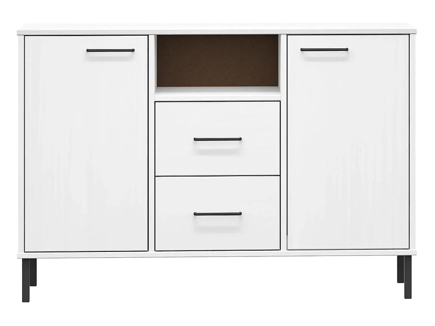 Aparador con patas metal OSLO madera maciza blanco 113x40x77 cm
