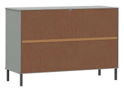 Aparador con patas metal OSLO madera maciza gris 113x40x77 cm