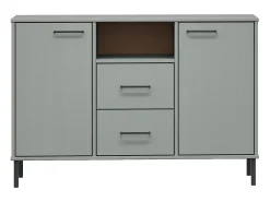 Aparador con patas metal OSLO madera maciza gris 113x40x77 cm
