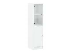Aparador con puerta de cristal blanco 35x37x142 cm