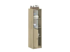 Aparador con puerta de vidrio roble Sonoma 35x37x142 cm ES749866